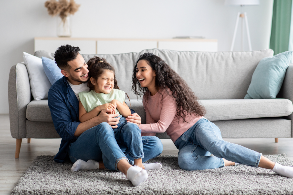 Happy family enjoying the convenience of two office locations